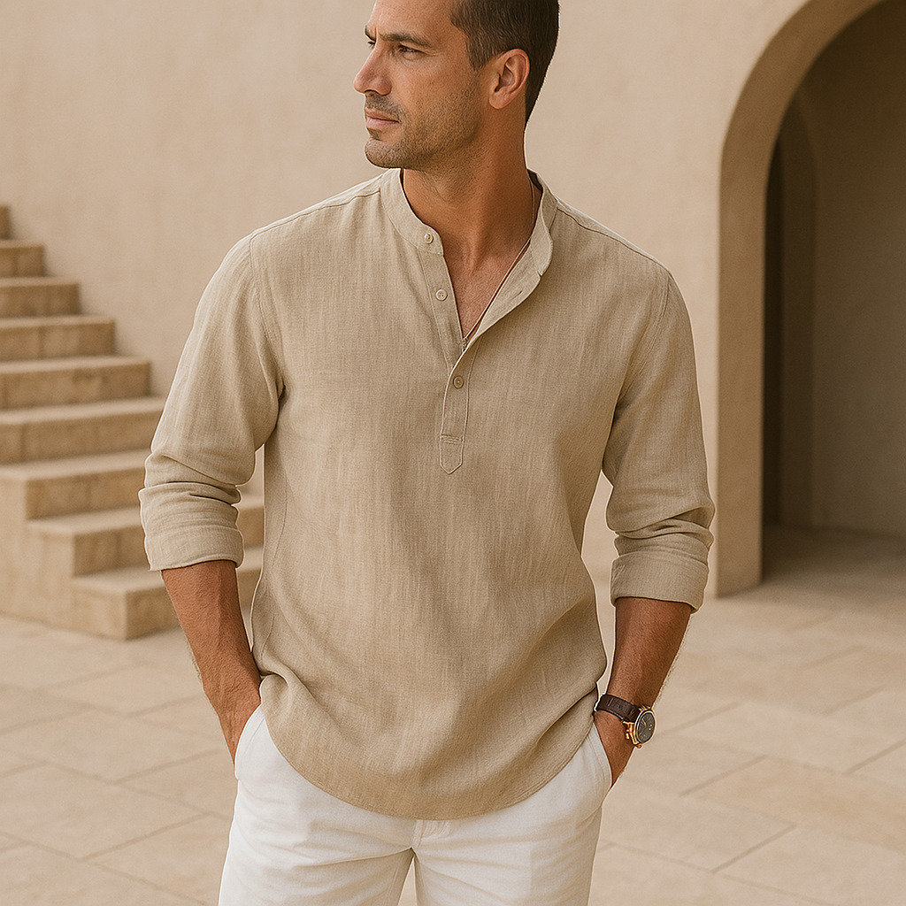 Riva Capri  | Camicia Henley in cotone effetto lino