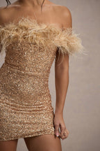 Riva Capri | Abito con paillettes e piume