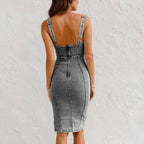 Riva Capri | Abito Camisole Attillato in Denim