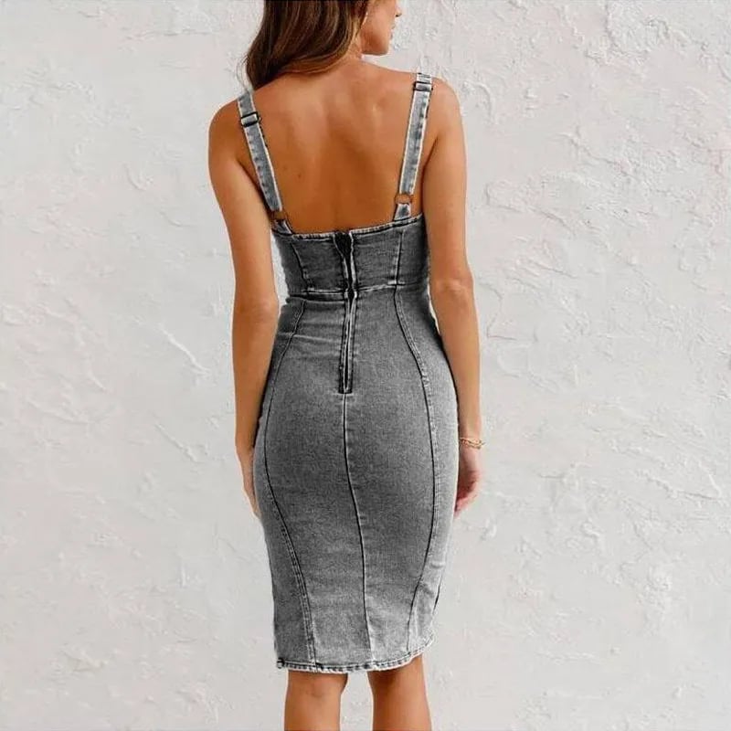 Riva Capri | Abito Camisole Attillato in Denim